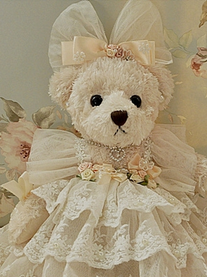 韩国婚礼高档压床娃娃婚纱泰迪熊