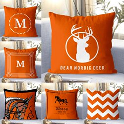 Orange Nordic Throw Pillow Sofa Living Room Headboard Cushion Car Backrest Simple Houndstooth Pillow Orange Pillowcase