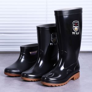 
Acid-alkali-resistant beef tendon high tube labor protection men's rain boots women's rain boots waterproof anti-slip velvet cover extra high water shoes kitchen rubber boots