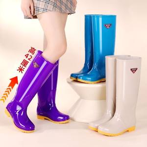 42 cm rain boots extra high rain boots women's water boots water shoes plus velvet non-slip rubber shoes overshoes winter rain boots adult rubber boots
