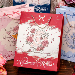 Rose Nocturne Large and Small Thickened Gift Bags, Vintage High-Value Birthday Favor Gift Bags, Packaging Tote Bags