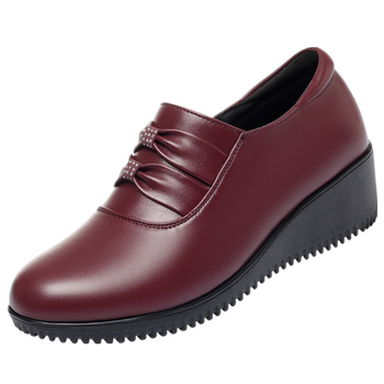 
Wedge genuine leather mom's shoes for middle-aged and elderly leather shoes with mid heel
