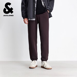 
Jack Jones men's winter sweatpants fitted solid color daily versatile cuffed trousers with velvet drawstring trousers