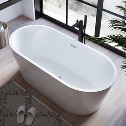 Freestanding Acrylic Hotel Project Guesthouse Bathtub Adult Home Use Double Oval Large Bathtub Deep Soaking Bath