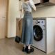 Retro denim skirt for women 2024 summer new high-waisted slimming raw edge mid-length fishtail skirt for small people