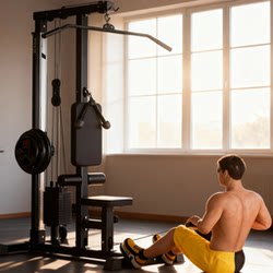 Home-Use Multifunctional High and Low Pull-Down Seated Rowing Machine, High Pull-Down Back Trainer, Comprehensive Strength Training for One Person