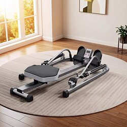 Backrest Rowing Machine Fitness Training Equipment Hydraulic Foldable Double Paddle Silent Resistance Small Rowing Machine with Phone Holder