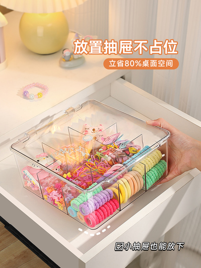 Qioeroul 子供用ヘアアクセサリー収納ボックス - 透明オーガナイザー