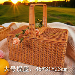 Large Portable Woven Picnic Basket, Gift Basket, Chicken and Duck Storage Basket, New Flower Basket, Photo Prop, Trendy Shopping Basket, Fruit Basket