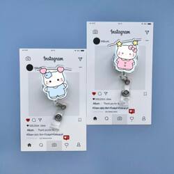 Hello Kitty Cute Retractable Card Holder Id Lanyard Student Easy-Pull Badge Nurse Doctor Name Tag Work