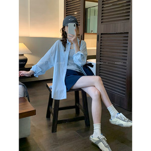 
Love Devil Fish Fashion Suit Women's 2026 Spring and Summer New Long-sleeved Loose Shirt with Vest Two-piece Set