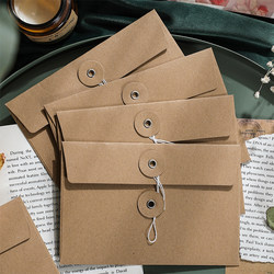 Creative Vintage-Style Envelope with Drawstring, Simple and Thickened, High-Quality Kraft Paper Envelope for Invoices, Storage Bag for Wrapping Paper, Stationery, Postcards, Greeting Cards, Artistic Romantic Love Letters, and Specialized Document Bags for Receipts, Ins Style