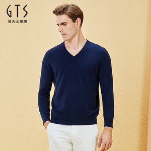 gts Xinjiang Tianshan cashmere autumn and winter new style men's knitted pure cashmere sweater business casual pullover
