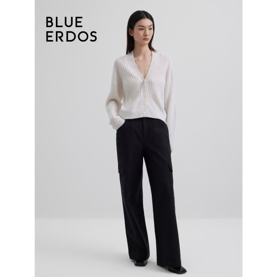 ブルー erdos 秋冬カシミア セーター - ルーズ カジュアル v ネック 