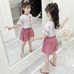 Girls' Summer Suit 2023 New Summer Big Children's Foreign Style Net Red Girl Short-sleeved Shorts Fashion Two-piece Set