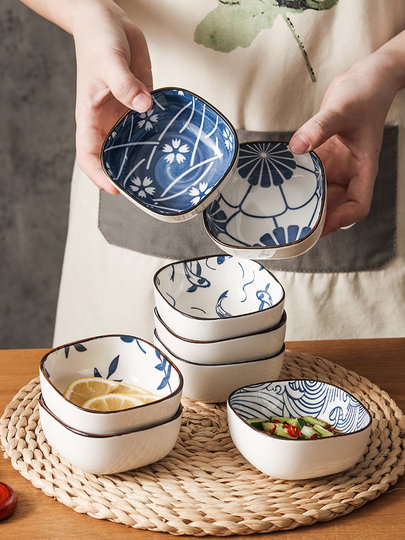 景徳鎮 磁器皿 - 日本風 4枚セット スナック＆前菜皿 (4個入り)