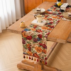 Baroque table flag American retro floral fabric strip
