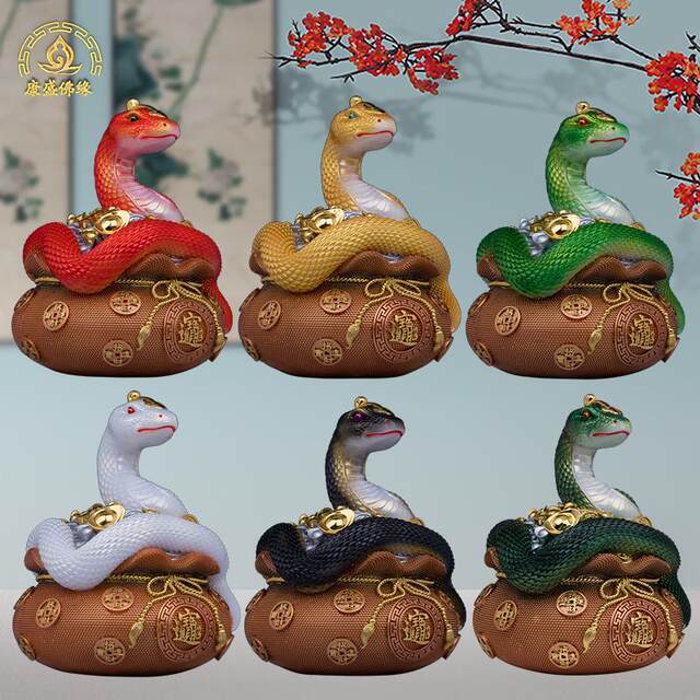 White marble rich python statue twelve zodiac snake cornucopia blessing ...