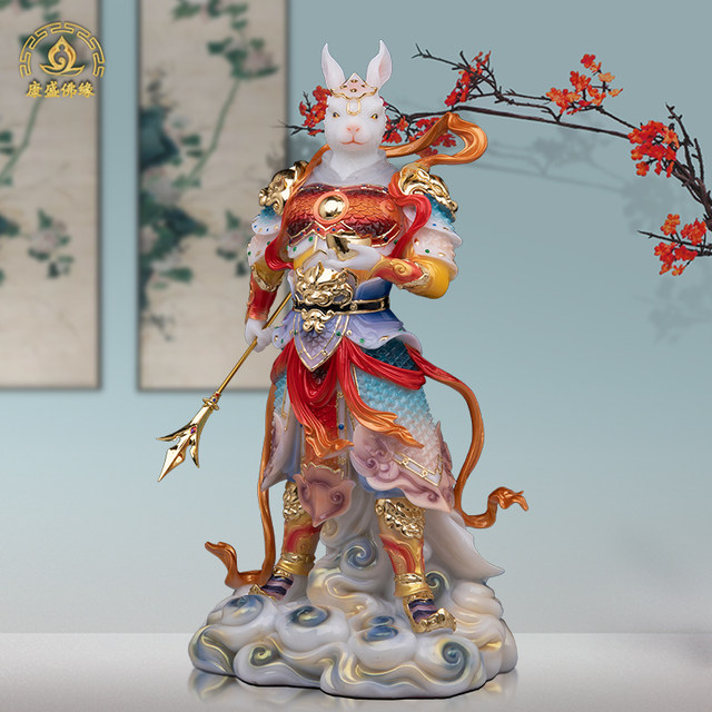 White Marble Rabbit General Statue Twelve Zodiac Rabbit Marshal Rabbit ...