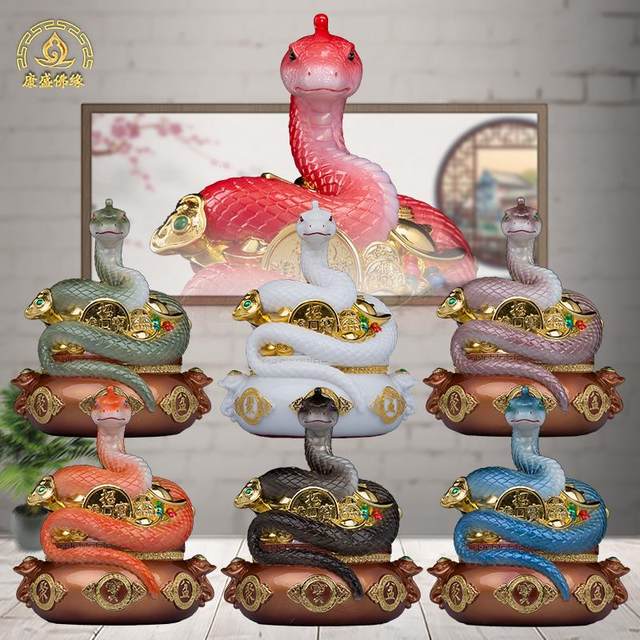 White marble rich python statue twelve zodiac snake cornucopia blessing ...