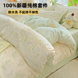 Four-Season Pure Cotton Four-Piece Set 100% Cotton Class a Maternal and Infant Grade Bedding Bed Sheet Duvet Cover Cartoon Dormitory Three-Piece Set
