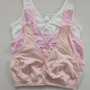 Mom underwear female pure cotton large size before the bra, the braterless steel ring, the elderly vest -style breastfeeding bra
