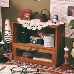 Wooden Retro Desktop Office Storage Box Cosmetics and Perfume Storage Rack Desk Storage Cabinet Desk Office Desk