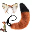 Zootopia Nick Fox Phù Hợp Với Tai Đầu Thật Cáo Đuôi Cos Triển Lãm Truyện Tranh Fursuit Đạo Cụ Nick A Đồ chơi đuôi cáo