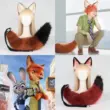 Zootopia Nick Fox Phù Hợp Với Tai Đầu Thật Cáo Đuôi Cos Triển Lãm Truyện Tranh Fursuit Đạo Cụ Nick A