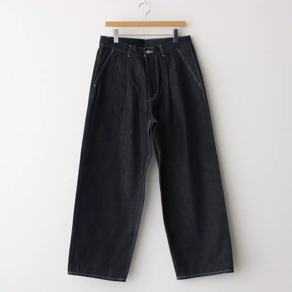 Graphpaper SELVAGE DENIM TWO TUCK 男款棉质双褶宽直筒牛仔裤-Taobao