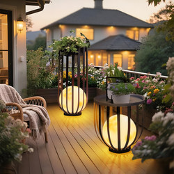 Solar Outdoor Lights Waterproof Villa Garden Floor-Standing Courtyard Landscape Lights Terrace Potted Plant Rack Coffee Table