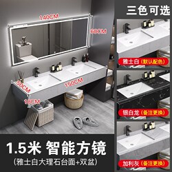 Double Sink Public Bathroom Cabinet, Double Toilet Washbasin Set, Marble Washbasin Bathroom Set
