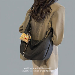 Mankok Versatile Casual Crossbody Bag for Women 2026 Spring New Retro Large-Capacity Commuter Tote Shoulder Bag