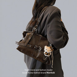 Mankok Super Popular Retro Underarm Tote Bag for Women 2026 Spring New Style Light Luxury Niche Design Handbag Shoulder Bag