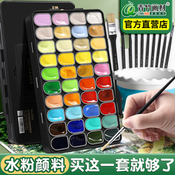 Green Bamboo Watercolor Jelly Paint Set 30ml 24 Colors 42 Colors Beginner Kindergarten Students Watercolor Painting Children's Art Student Special Paint Small Box Portable Painting Tool Set