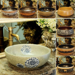 Porcelain Emperor Art Basin Bathroom Countertop Basin Round Ceramic Washbasin Vintage Washbasin Household Countertop Basin Face Basin