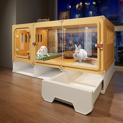 Panoramic Rabbit Cage for Home Use, Large Size with Cleaning Toilet, Guinea Pig Dwarf Rabbit Pet Rabbit Special Rabbit House Rabbit Villa