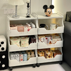 Storage Rack Snack Cart Organizer Rack Living Room Dormitory Gap Bedside Floor-Standing Organizing Shelf Mobile Storage Rack