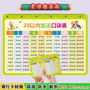A4 addition and subtraction method table card within 20 children's child primary school mathematics multiplication and decomposition of pinyin teaching aid artifacts
