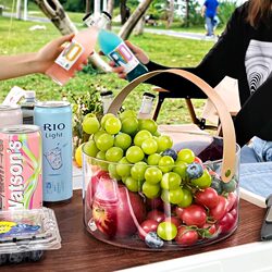 Picnic Basket for Spring Outings, Outdoor Transparent Fruit Ice Bucket, Camping Shopping Supplies, Trendy Grocery Basket, Handheld Basket