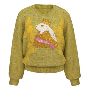 
JUNGLE ME ginger loose round neck cartoon embroidery hand embroidery lazy style Maillard long-sleeved pullover sweater