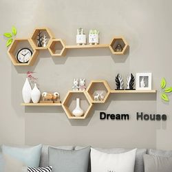No-Drill Wall-Mounted Shelf, Creative Grid Wall Hanging for Bedroom, Living Room, Tv Background Wall Decoration Rack