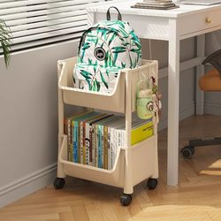 Movable Bookshelf Storage Rack under Desk Trolley Desk Storage Rack with Wheels Children's Bookcase School Bag