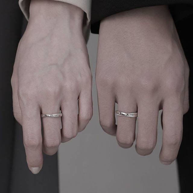 French I love you couple pair ring female ring pair silver niche design simple circle birthday gift for girlfriend S