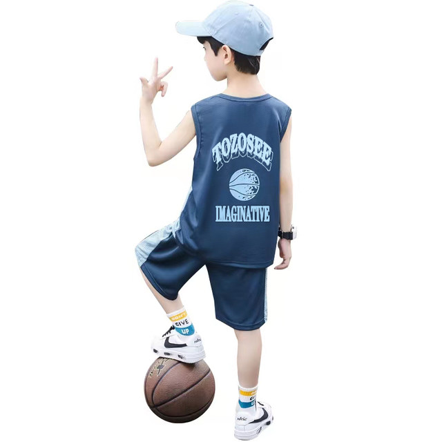 Boys basketball uniform quick-drying thin section sleeveless suit ...