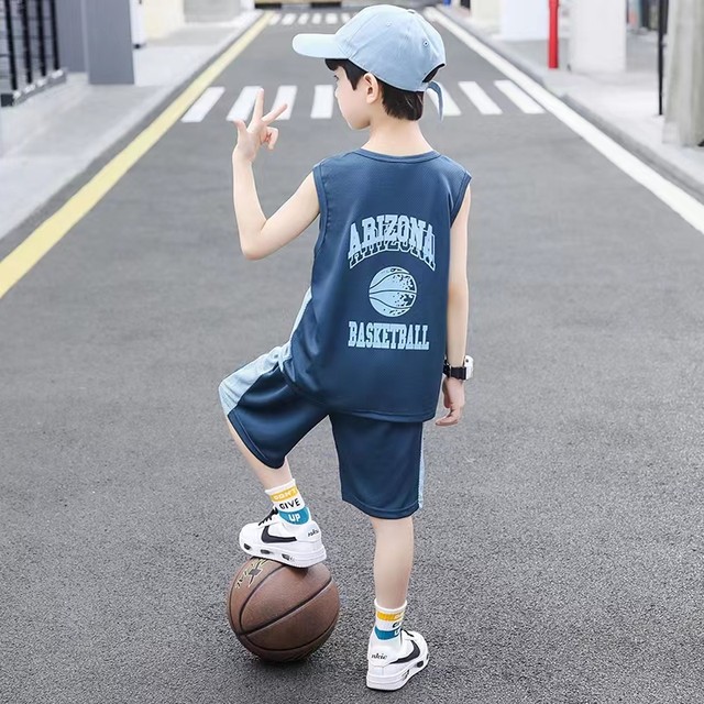 Boys basketball uniform quick-drying thin section sleeveless suit ...