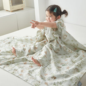 
Children's cotton gauze anti-kick quilt sleeping bag anti-kick cover blanket pure cotton double-layer gauze air-conditioning quilt summer quilt summer cooling quilt