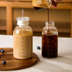 Coffee Cup for Carrying Out, High Borosilicate Glass Cup, High Temperature Resistant, New Large-Capacity Graduated Water Cup with Lid and Straw Cup