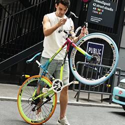 Curved Handlebar Fixed Gear Bicycle for Men and Women, Youth Road Bike, Racing Bike for Male and Female Students, Middle School Students, Mountain Bike