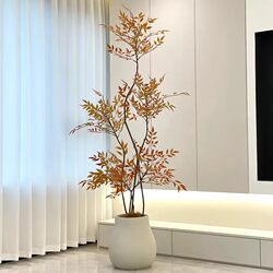 Artificial Green Plant Red Nandina Bamboo High-End Tv Cabinet Living Room Decorative Ornament Large Floor-Standing Landscape Decoration